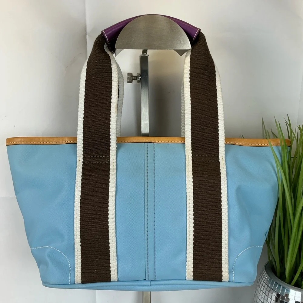 Coach 6260 Y2K Daisy Hampton Mini Blue Tote with Purple and‎ Brown Accents - Picture 10 of 16